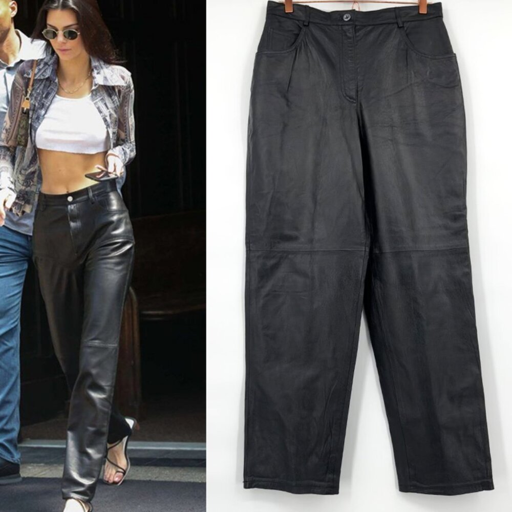 Tower Hill 90s Genuine Leather High Rise Tapered Straight Leg Pants